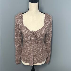 URBAN Romantics Women’s Brown Animal Print Blouse Top Sz M